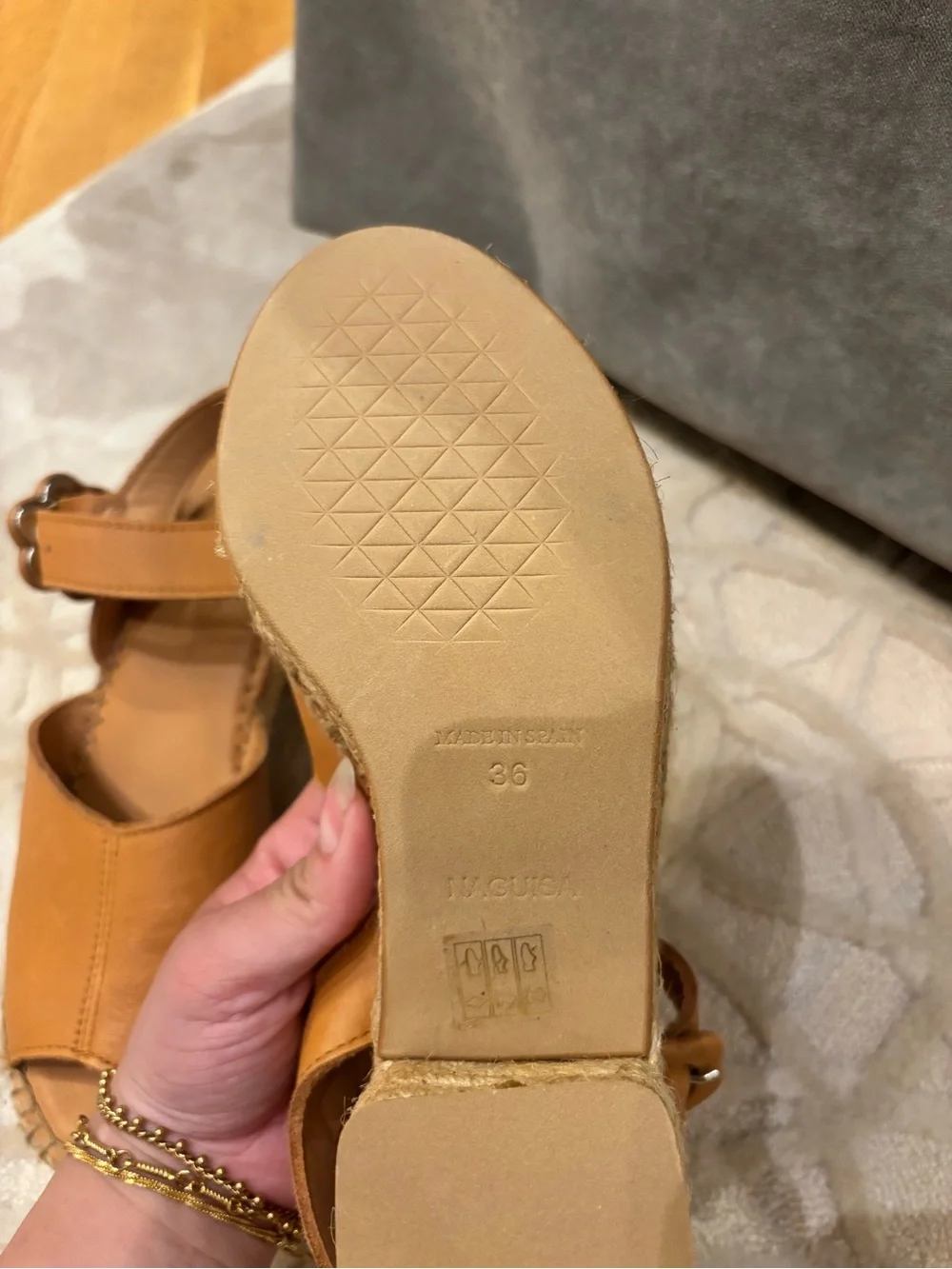 NIB Naguisa Fumarola Tan Leather Espadrille Slingback Sandals